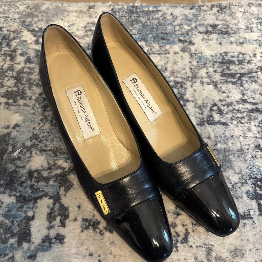 Etienne Aigner Women's Black & Navy Dress  Heels Pumps 9.5N
